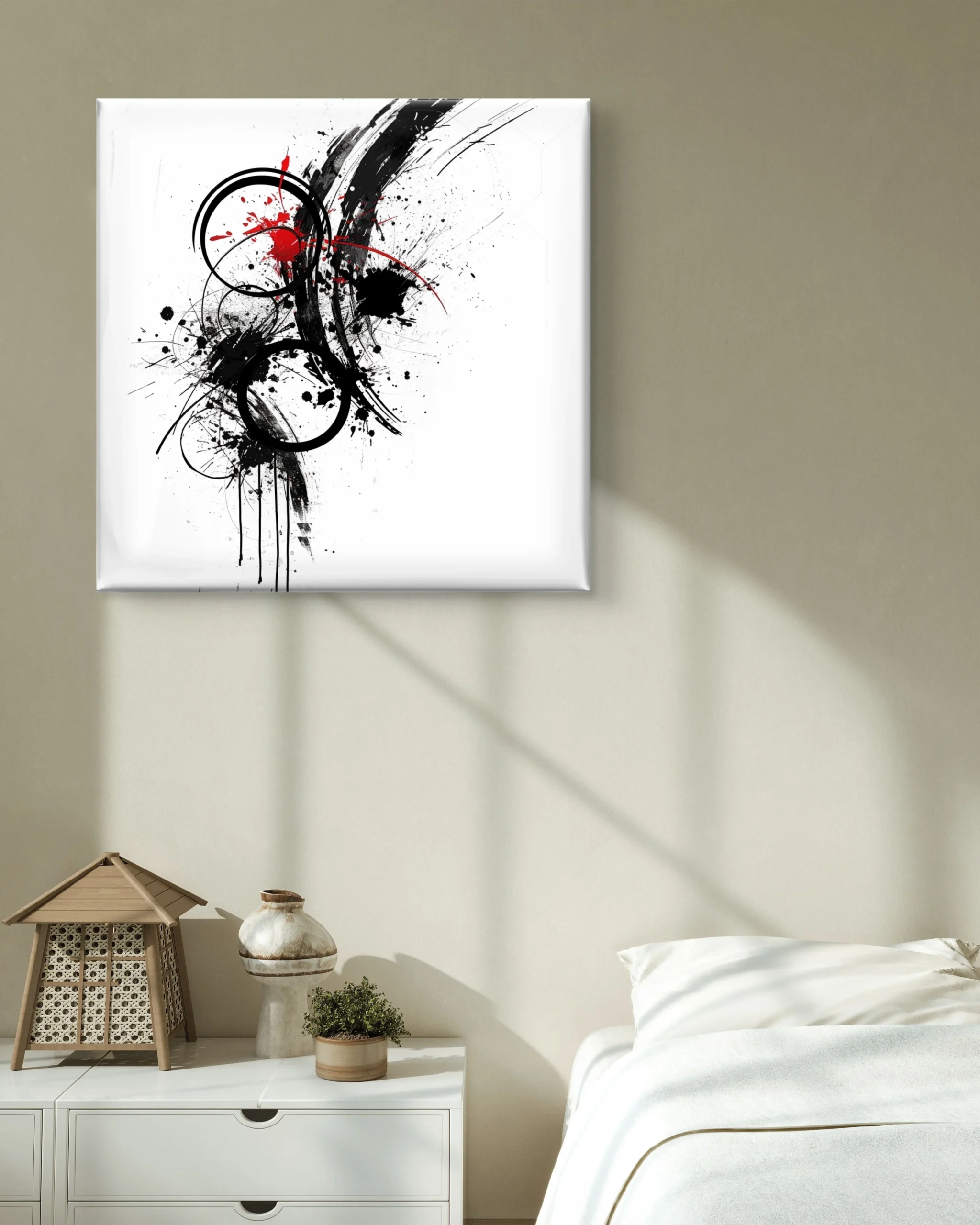 Black and white Eclipse Line Canvas